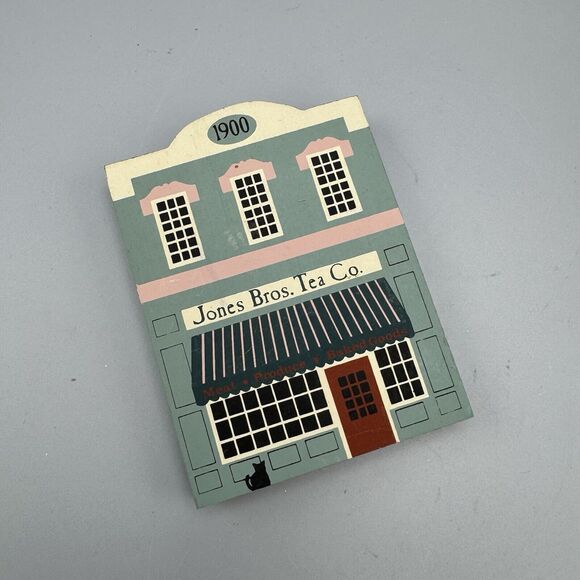 1989 The Cat's Meow 1900 Jones Bros Tea Co Shelf Sitter Wood Series IV Kitschy - Picture 5 of 10